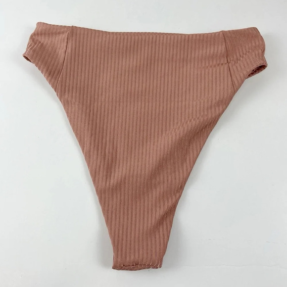 NEW Vitamin A Bikini Bottom Womens Size Medium 8 Pink Striped High Waist NWOT - Picture 2 of 9